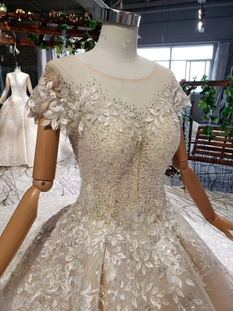 Saudi Arabian Vestidos De Novia кружевные бальные платья кружевные свадебные платья для женщин с вырезом лодочкой с коротким рукавом Свадебные платья с бусинами