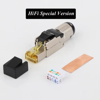 

Cat 8 RJ45 Connectors Tool Free Easy Jack Shielding RJ45 Metal Die-Cast Field Termination Plug Cat 7 Cat 8 22-24AWG