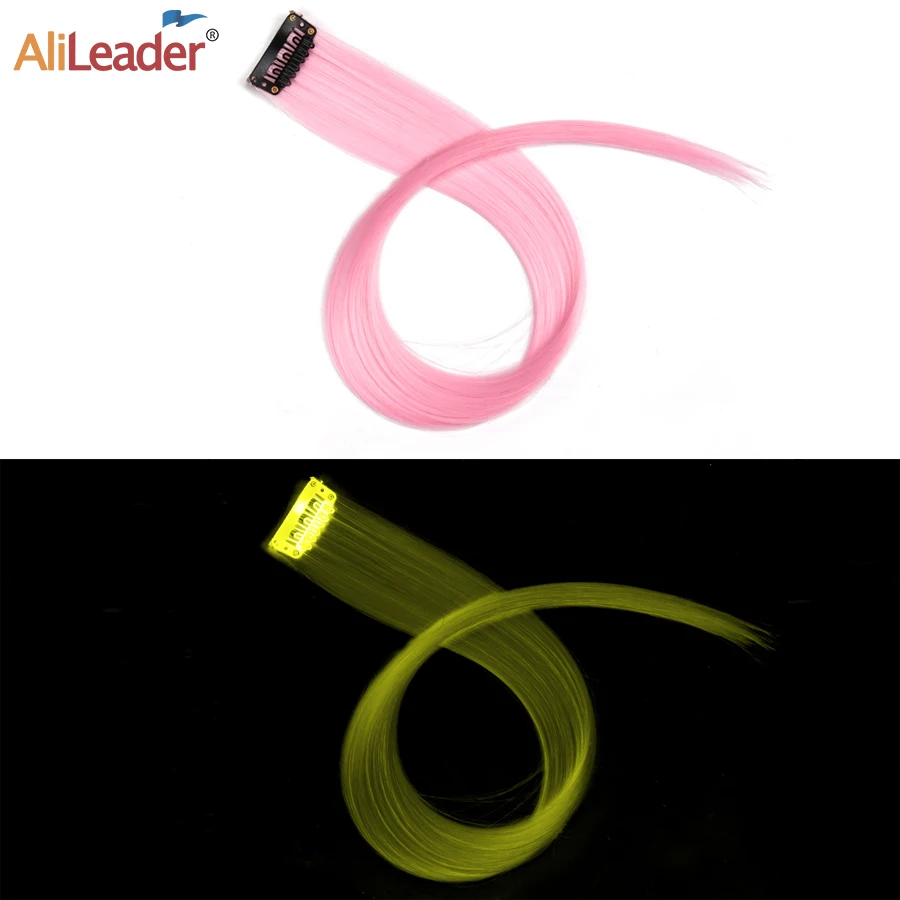 Alileader клип в одном шиньон светящийся Hiar 20 дюймов длинные сетчатые синтетические блестящие волосы для наращивания в темноте