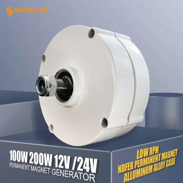 เครื่องกำเนิดแม่เหล็กถาวรแบบไม่มีเกียร์100W 200W 12V 24V สำหรับกังหันลมและกังหันน้ำความเร็วต่ำ 1