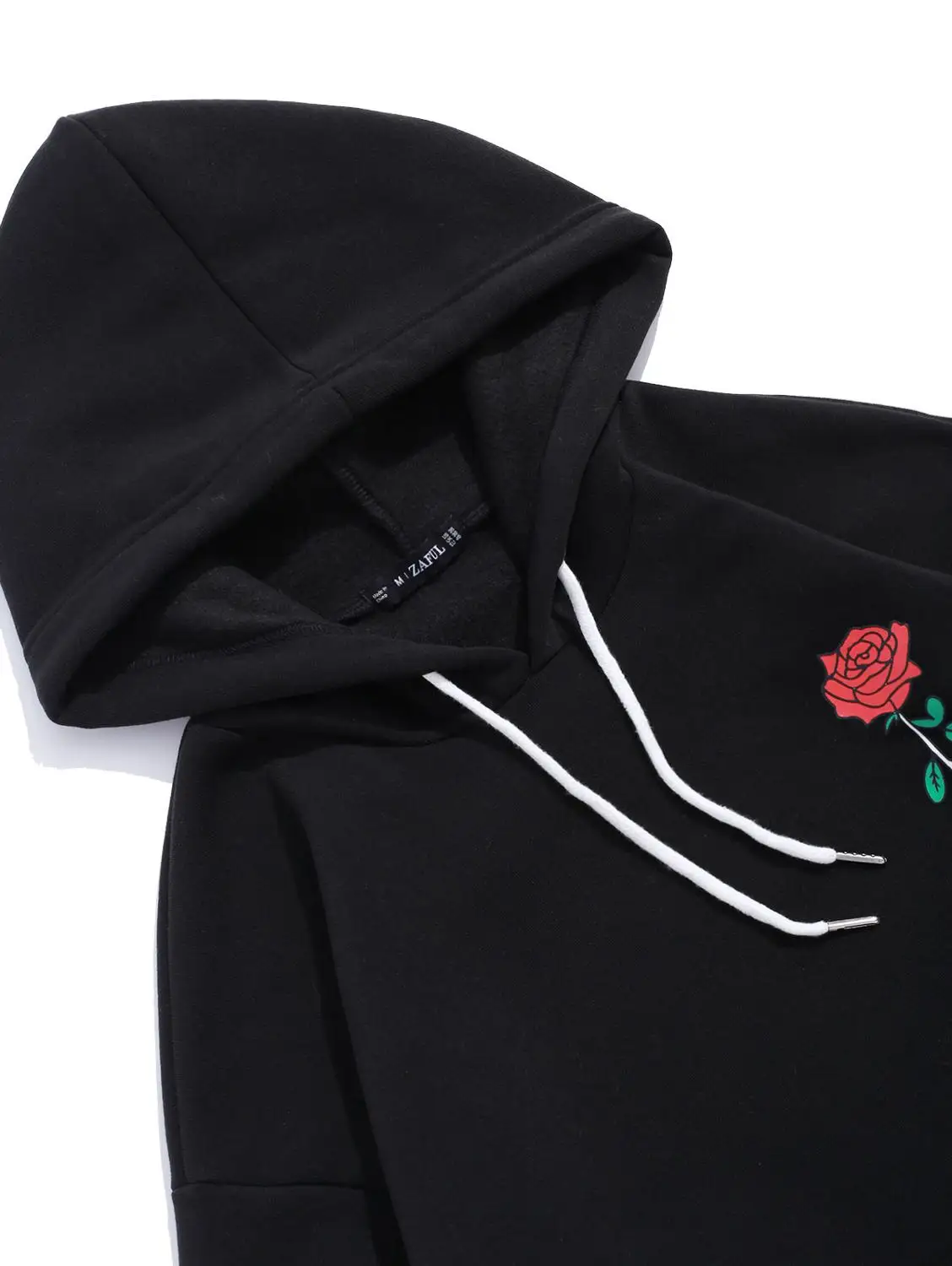 ZAFUL Rose Letter Graphic Fleece Pullover Hoodie Full Sleeves Flower Letter Printed Casual Sweatshirts Autumn Outdoor Wearing