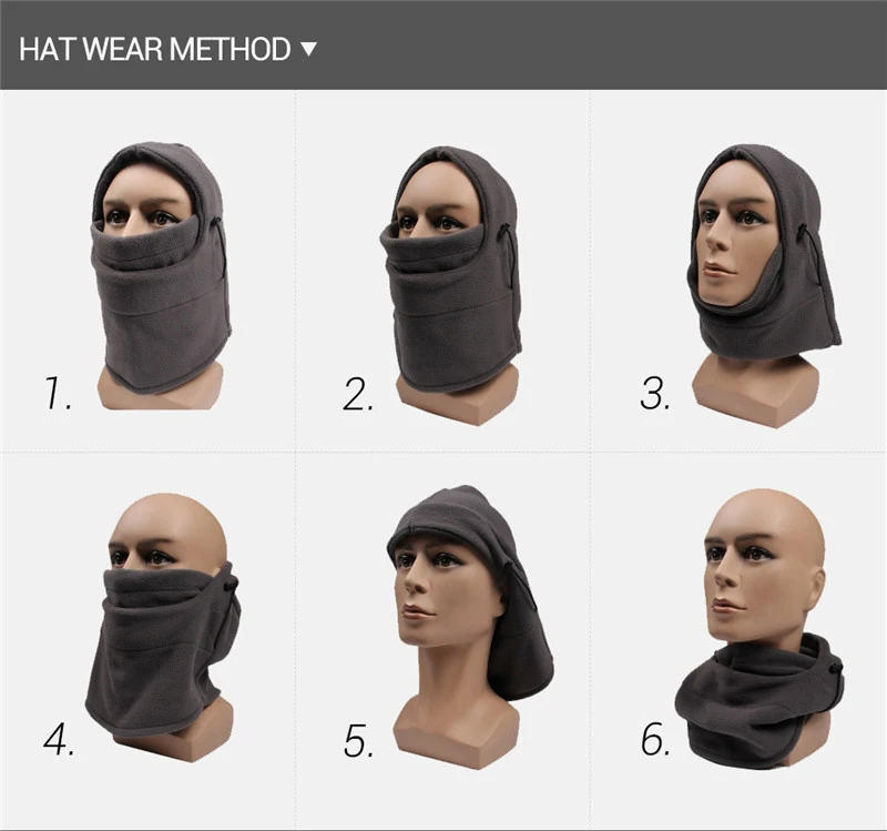 Men Winter Fleece Balaclava Face Shield Mask Motorcycle Women Adjustable Hood Neck Warmer Biker Moto Motorbike Motocrossing Ski