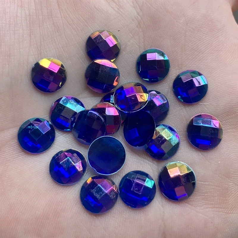 Sapphire 40 шт. 10 мм акриловые Стразы AB акриловые круглые граней с плоской задней частью Кабошон DIY ремесло/Свадебные украшения-8E27 - Цвет: Sapphire
