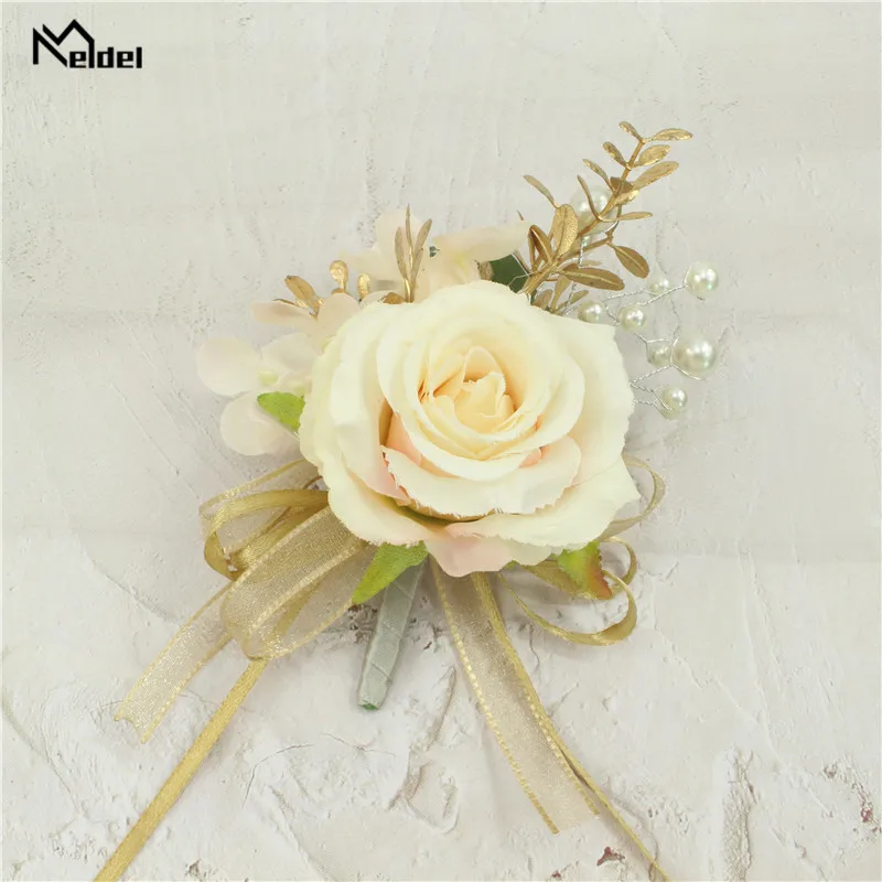 Hochzeit Blume Im Knopfloch Silk Rosen Corsage Brautjungfer Hight Qualität Armband Blumen Zeuge Mann Knopfloch Anzug Zubehör Broche – Detail 7