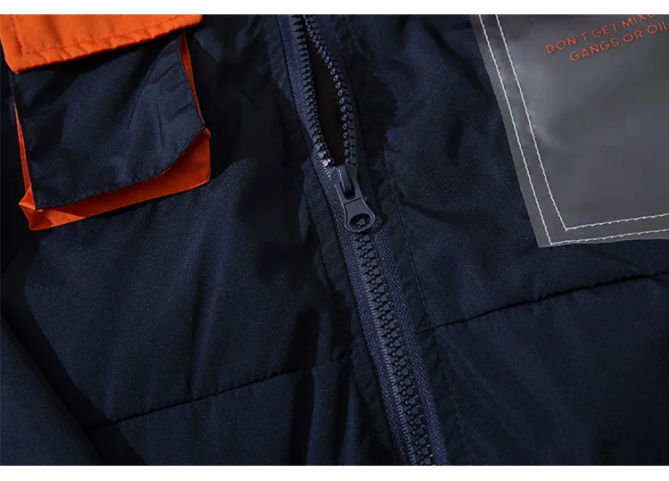 Aolamegs Jackets Men Cool Hip Hop Jacket Hooded Tracksuit Casual Color Block Funny Pockets Coats All-match Couple Streetwear