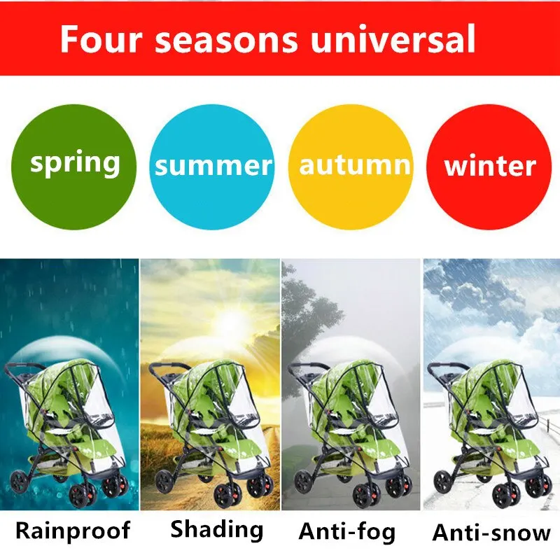 Universal Stroller Rain Cover Baby Car Weather Wind Sun Shield Transparent Breathable Trolley Umbrella Raincoat Accessories