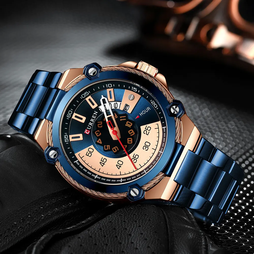 CURREN Design Watches Men's Watch Quartz Clock Male Fashion Stainless Steel Wristwatch with Auto Date Causal Business New Watch