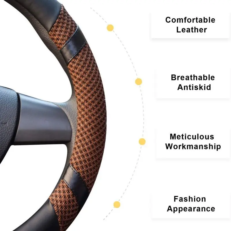 Hot 36CM Breathable Anti-Slip Car Steering Cover Auto Steering-wheel Protection Cover Four Seasons Steering Wheel Cover