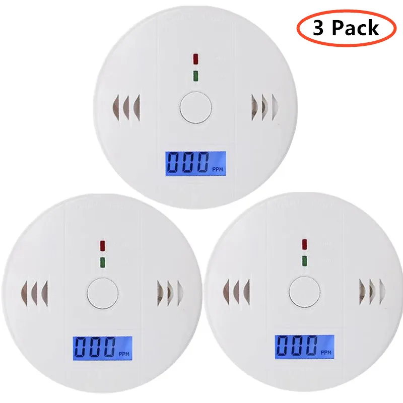 

3 Pack Sensitive Home CO Detector Wireless CO Carbon Monoxide Poisoning Smoke Gas Sensor Warning Alarm Detector LCD Indicator