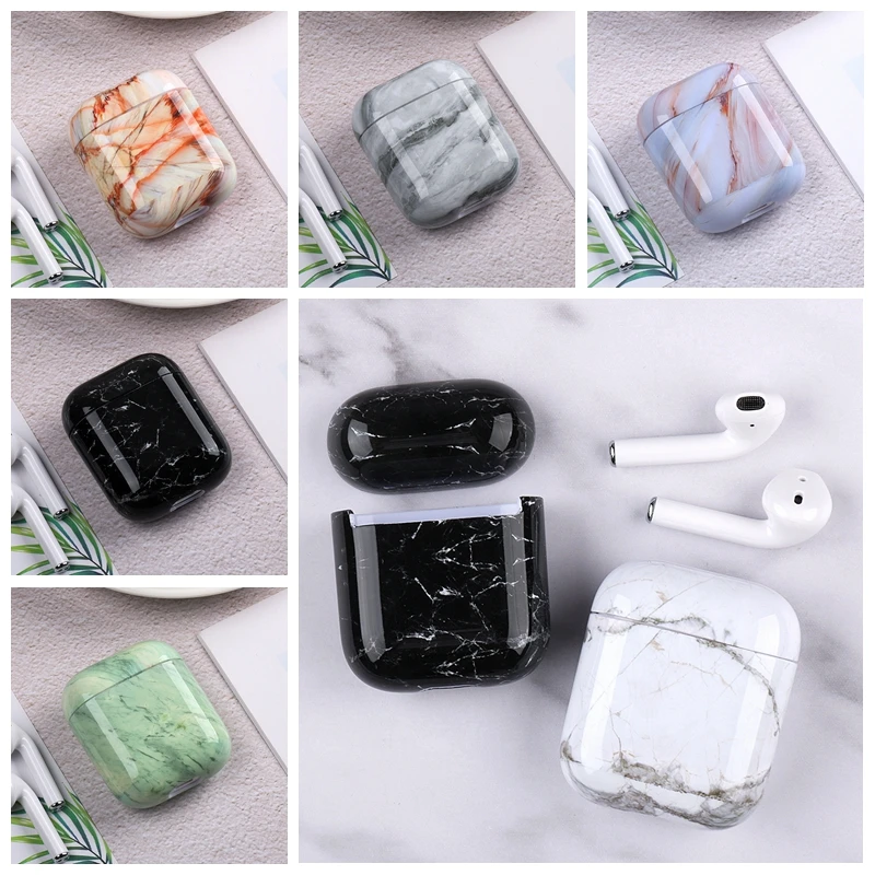 Мраморный чехол для наушников для Airpods 2 чехол Роскошный Жесткий Чехол для наушников для Airpods чехол Аксессуары для Apple Air pods зарядная коробка