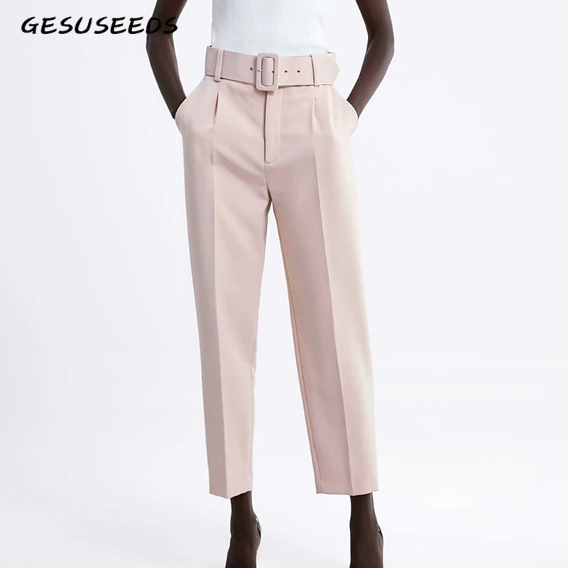 Элегантные женские брюки черные Костюмные с высокой талией зимние офисные для