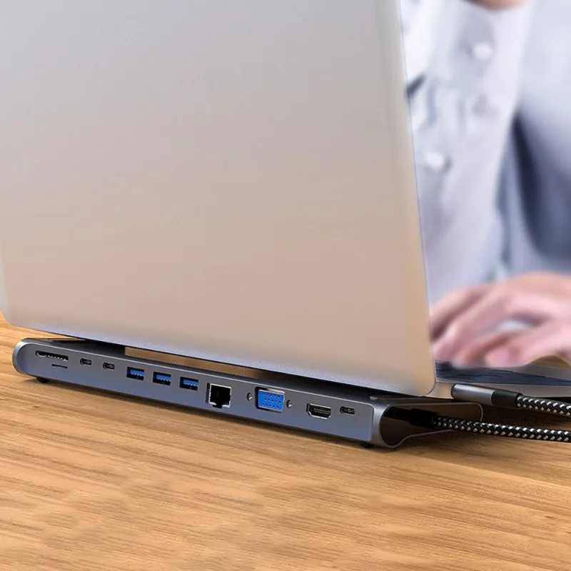 Тип-C 12 в 1 Многофункциональный USB 3,0 Порты и разъёмы док-станция для Тип с разъемами типа c и HDMI HD HUB адаптер Тип-C