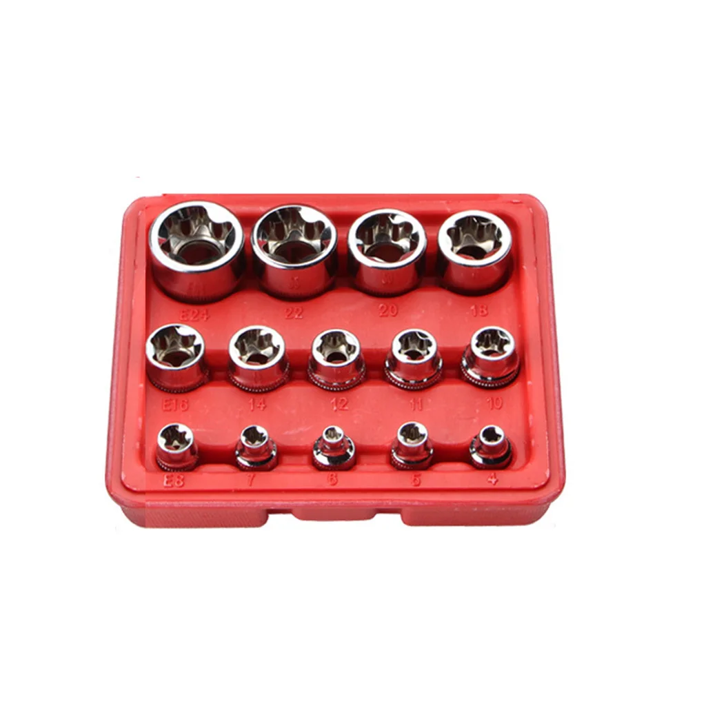 

14 PC E-type Female Bit Socket Set 1/2"/3/8"/1/4" Drive E4 -E24