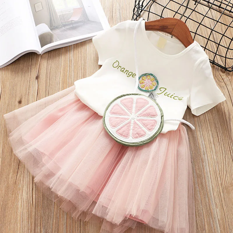AX1006 Pink Keelorn/комплекты одежды для девочек коллекция года, летняя Брендовая детская одежда футболка с короткими рукавами и цветочным принтом+ платье-пачка Детские платья из 2 предметов - Цвет: AX1006 Pink