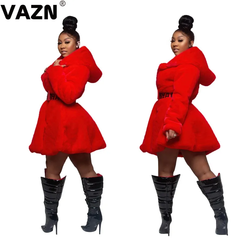 VAZN, Осеннее, для снижения возраста,, элегантное, сексуальное, дизайнерское, женское, оранжевое, розовое, красное пальто, длинный рукав, Mujer, толстое, теплое, пышное пальто