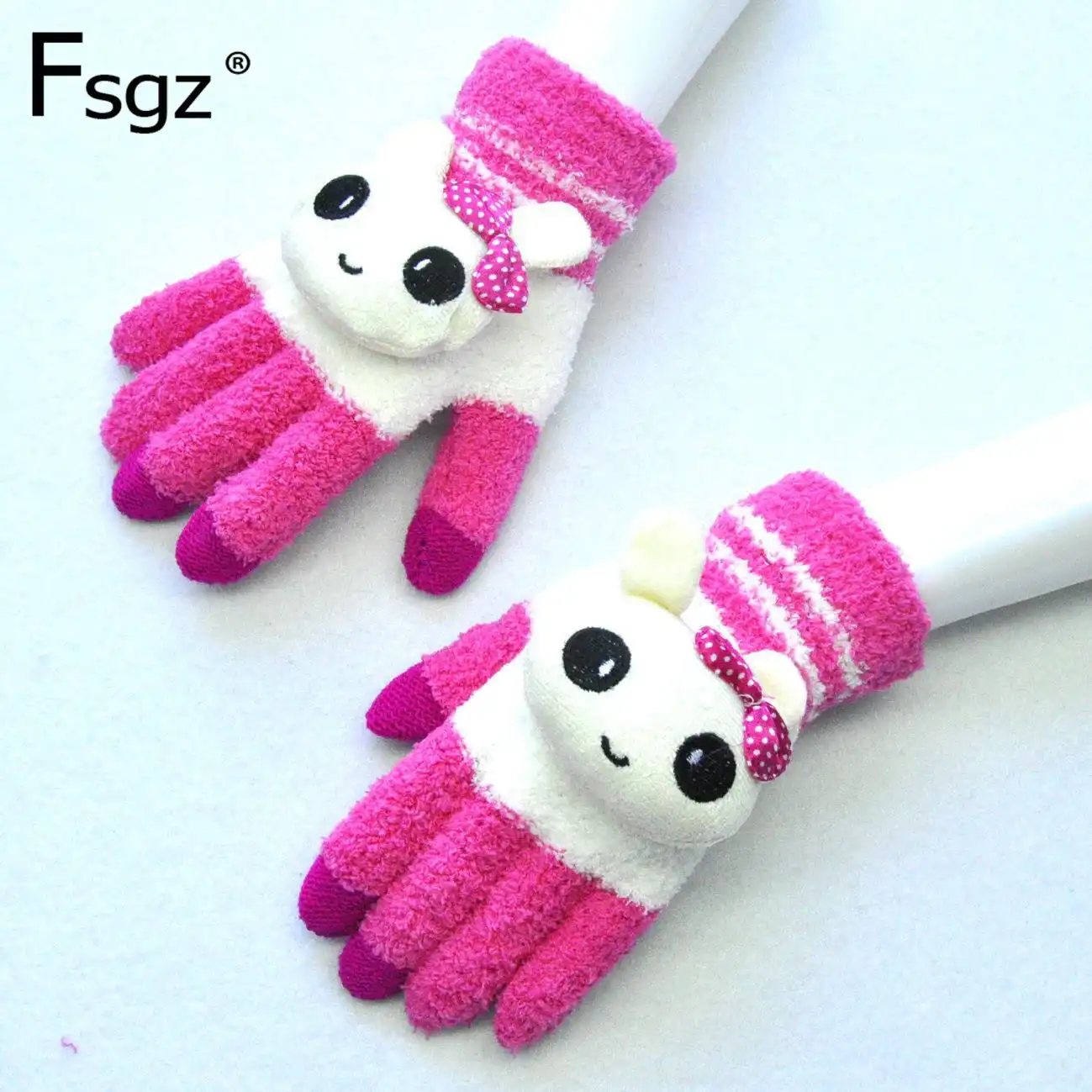 大人 Telefingers ミトン Woll 糸 Spendec 5 本の指手袋かわいい Cartton キティクマアップリケ冬 Thickenning 手袋新 レディース手袋 Aliexpress