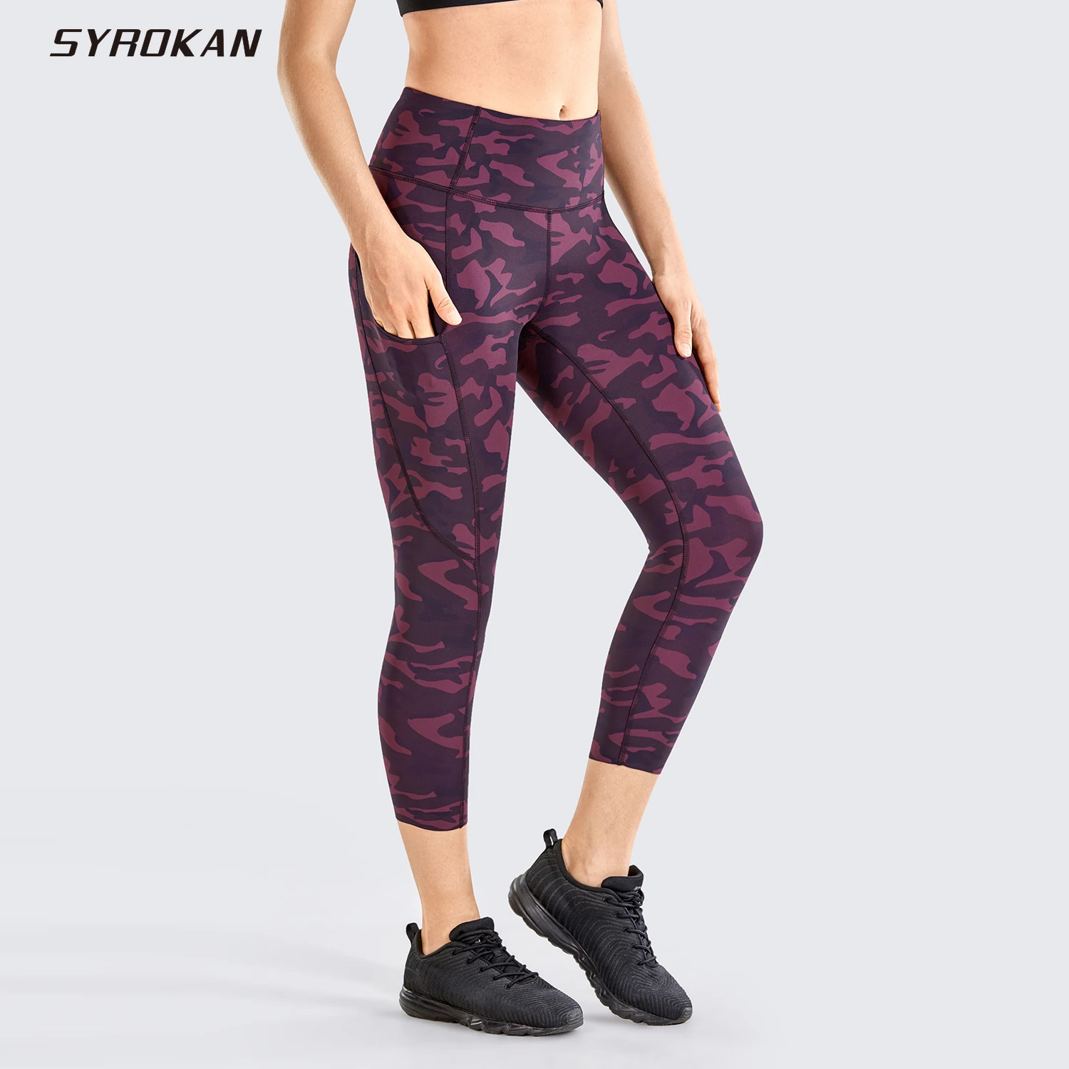Women's Naked Feeling High Waist Capri Tights Sports Leggings with Side Pockets -19 Women's Naked Feeling High Waist Capri Tights Sports Leggings with Side Pockets -19