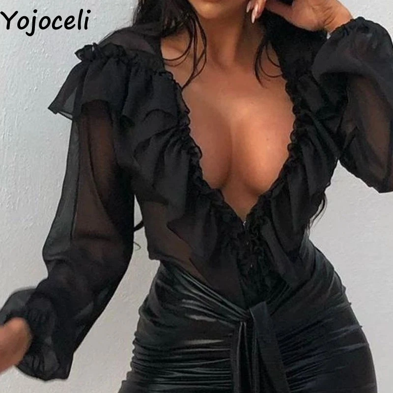 Yojoceli элегантный гофрированный шифон женский элегантный комбинезон вечерние Повседневный укороченный комбинезон женский осенний клубный крутые ползунки