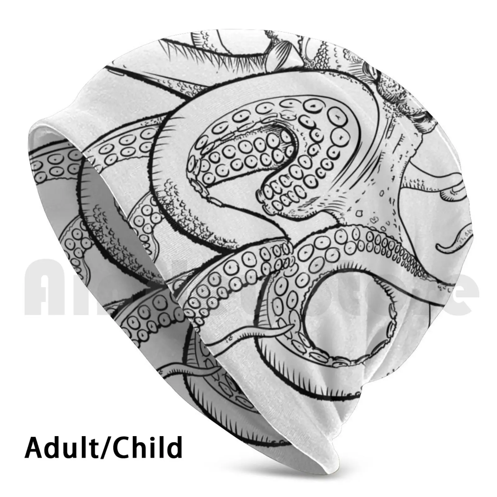 Terrore Dal Deep Beanie Hedging Cap Cuscino Con Stampa Fai Da Te Octopus Tattoo Tat Ink Scuba Diver Navy Kraken Spaventoso Natale