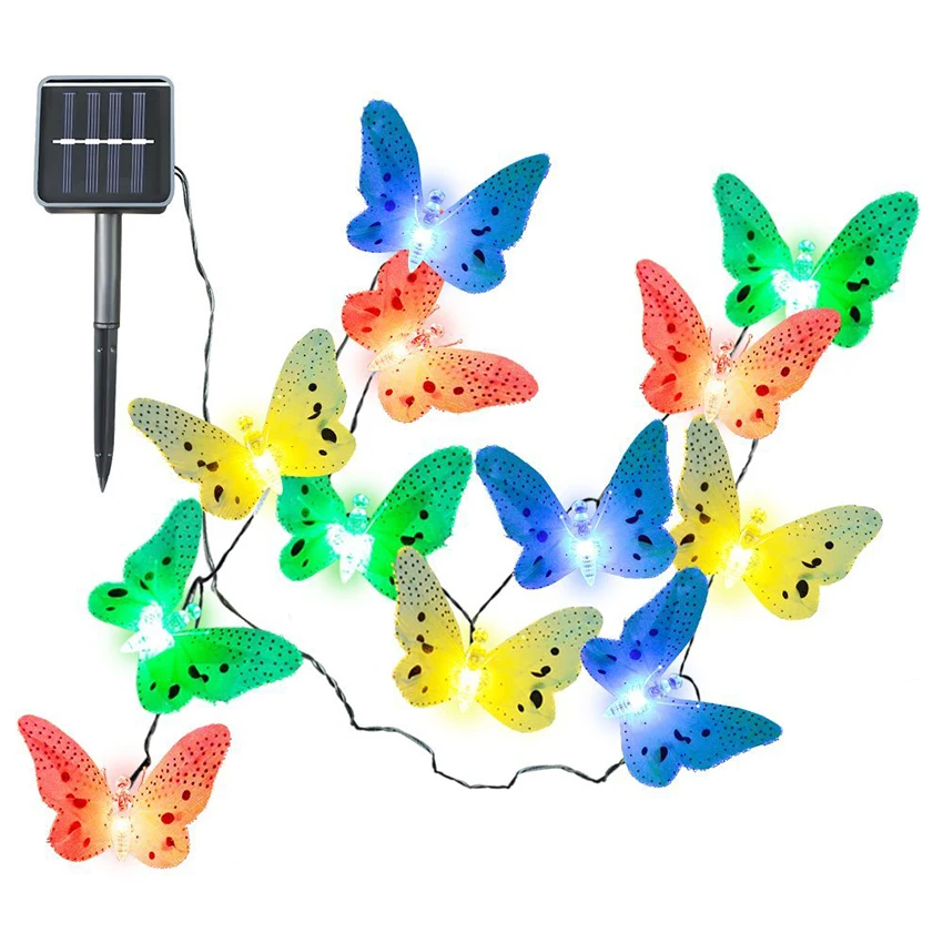 solar deck post lights 12/20 Led Outdoor Solar Powered Butterfly Fiber Fairy Lights Waterproof Garden Light Christmas String Light For Yard Patio Decor solar wall lights