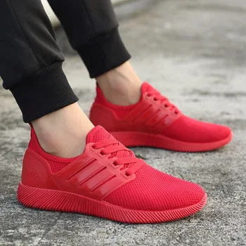 

Hot Sale Red Sneakers Men Shoes Casual Men Shoes Air Cushion Mesh Flats Shoes Breathable Slip On Spring Autumn Shoes