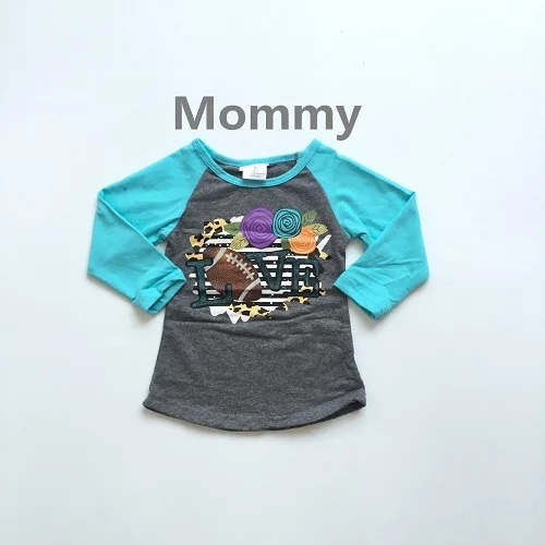 mommy Одежда для мам и девочек Осенняя игровая Одежда для девочек, детские футбольные рубашки, серые, с длинными рукавами - Цвет: mommy