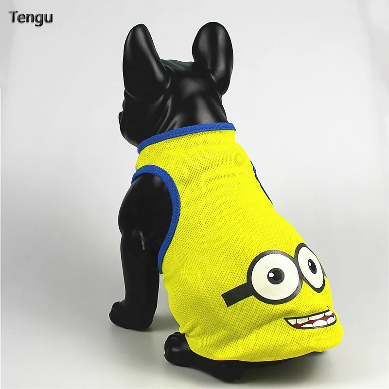 Французская одежда для бульдога; сезон весна; ropa para mascota verano; сетчатая Спортивная одежда для собак с короткими рукавами; подходящая тонкая одежда с милым котом