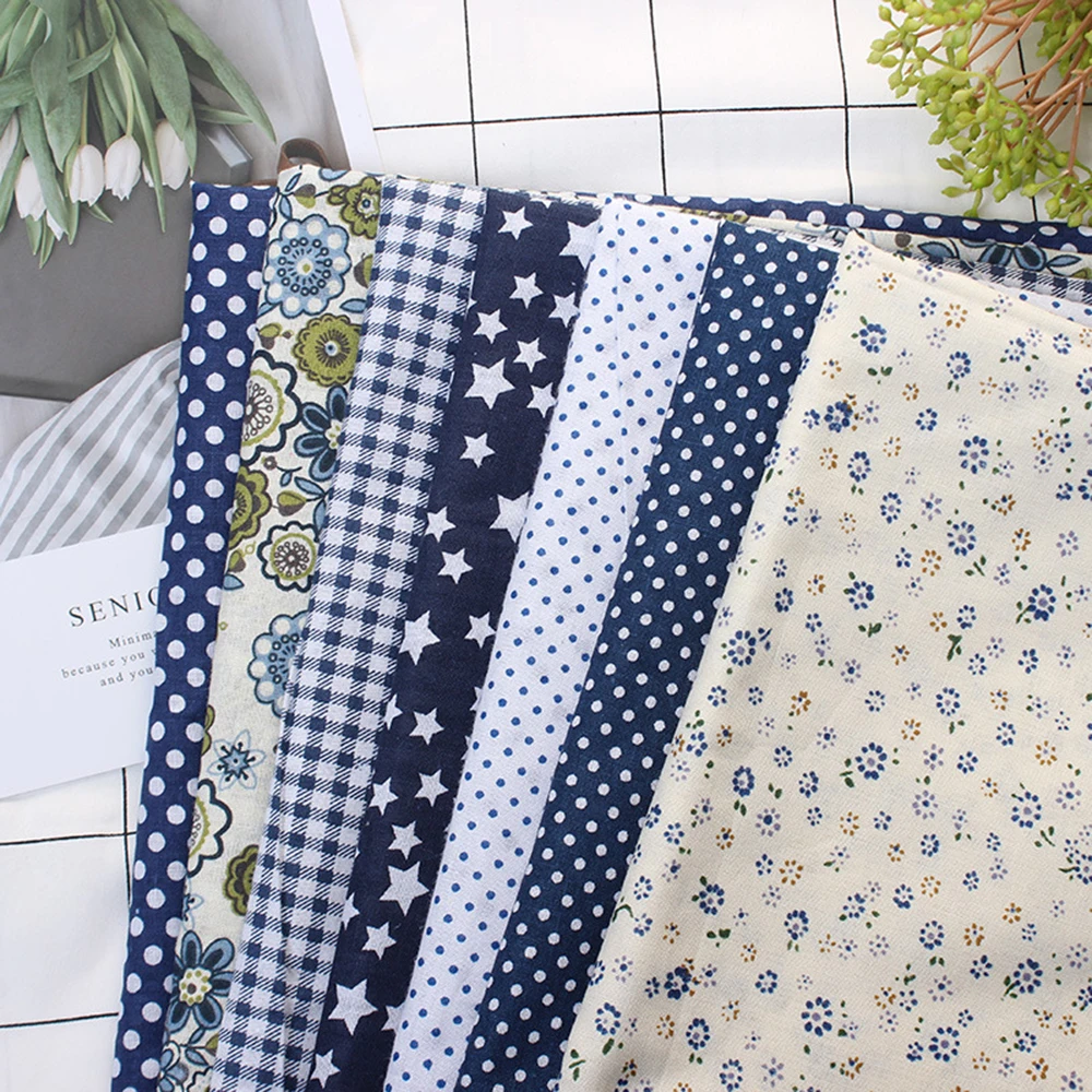 7PC Dark Blue50x50cm 7 шт. 50X50 см хлопок ткань квадраты комплект Лоскутное Предварительно Лоскутные ткани квадраты для «сделай сам» ручной работы сумка для рукоделия скрапков - Цвет: 7PC Dark Blue50x50cm