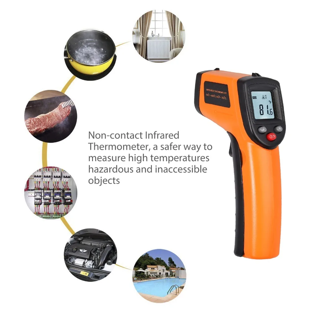 Proster для цифрового ИК-термометра Бесконтактное расстояние 12: 1-50 ℃~ 400 ℃ для инфракрасного термометра температура