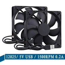 Gdstime – ventilateur de refroidissement USB 120mm x 25mm 5V, 1500 tr/min, 0,2a, 12cm, 120mm, pour PC, GPU, sans balais, dissipateur thermique, 2 pièces par Lot