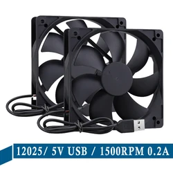 Gdstime – ventilateur de refroidissement USB 120mm x 25mm 5V, 1500 tr/min, 0,2a, 12cm, 120mm, pour PC, GPU, sans balais, dissipateur thermique, 2 pièces par Lot 