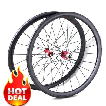 

Cycling Carbon Wheels 700C Road Bike Carbon Wheelset Clincher 38mm Depth with 6 Pawls Alloy J-bend Straight Pull Carbon Hubs