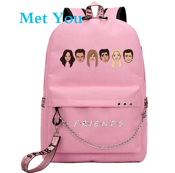 Style 5 Друзья вентиляторы USB рюкзак школьная книга черный розовый сумка Mochila дорожные сумки для ноутбука цепь школьный студенческий рюкзак наушники USB порт - Цвет: Style 5