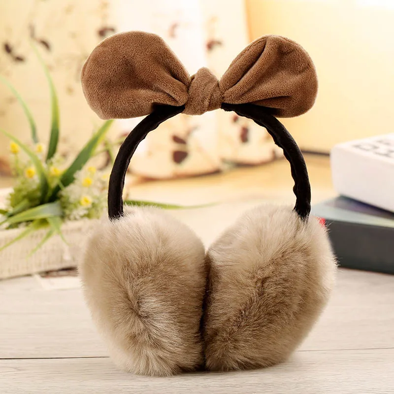 Ladies Girls Earmuffs Cute Bowknot Furry Ear Muffs Comfy Soft Outdoor Winter THJ99 | Спорт и развлечения