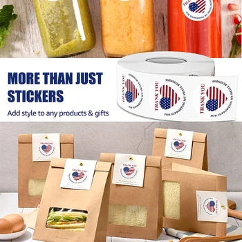 

Thank You Stickers Roll Thank You for Supporting My Small Business American Flag Sticker For Take-out Orders Gifts Boxes Package