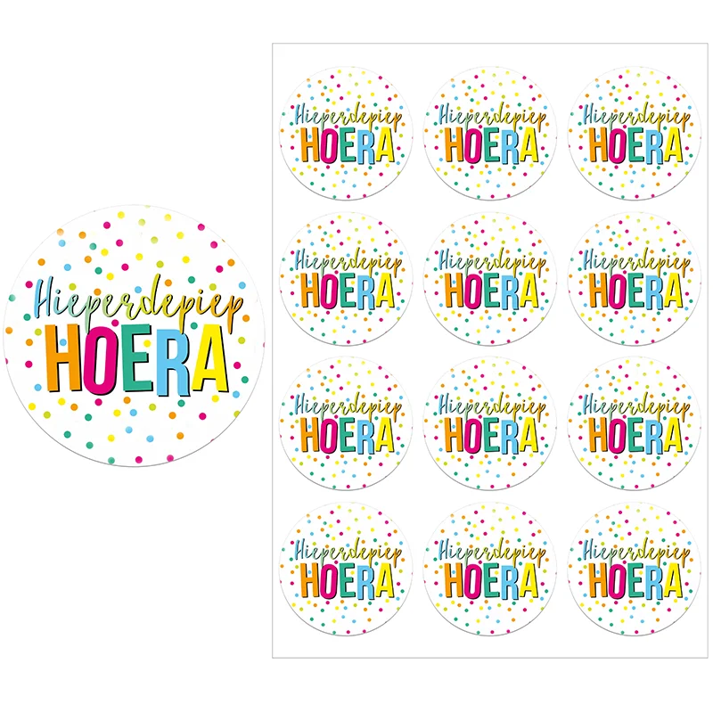 Hiep Hiep Hoera Happy Birthday Decor Labels Birthday Party Celebration Cheerful and Fun Stickers