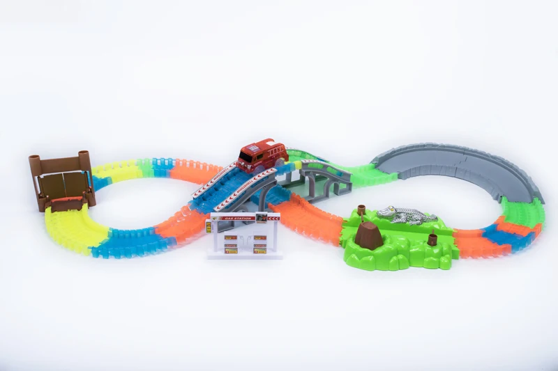 pixar cars diecast Magical Glowing Race Track DIY Universal Accessories Ramp Turn Road Bridge Crossroads Rail Car Toy Racing Tracks Kids Gifts hot wheels monster truck