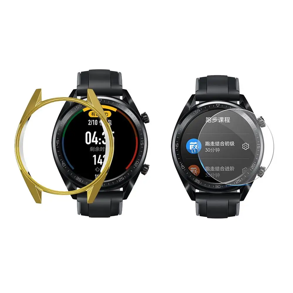 Electroplate Soft TPU Case Cover for Huawei Watch GT 46mm with Screen Protector Smart watch Protective accessories#817