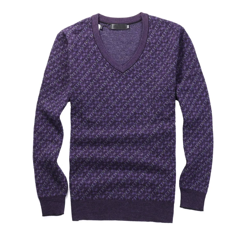 Осенняя и зимняя Мужская шерстяной пуловер с v-образным вырезом длинным рукавом