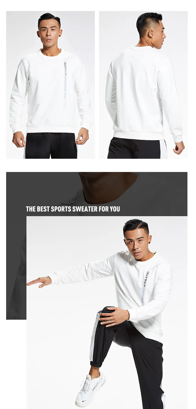 Sportswear men Pullover autumn winter new round neck Gym training casual loose long sleeve trend Outdoor hiking camping top