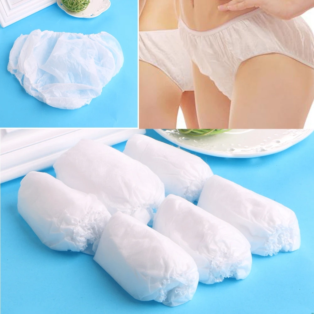 Disposable Non Woven Paper Brief Panties Underwear Ladies Women 6Pcs disposable panties