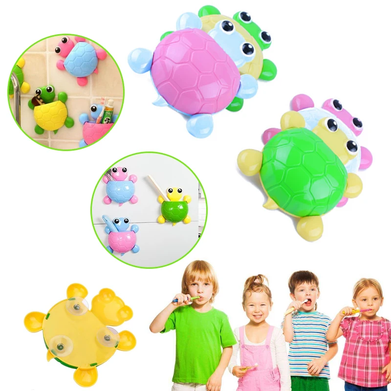 Cartoon Turtle Shape Sucker Toothpaste Storage Bathroom Accessory