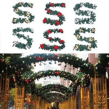 

2.7m Christmas Decoration For New Year Green Christmas Garland Wreath Xmas Party Pine Tree Rattan Hanging Ornaments