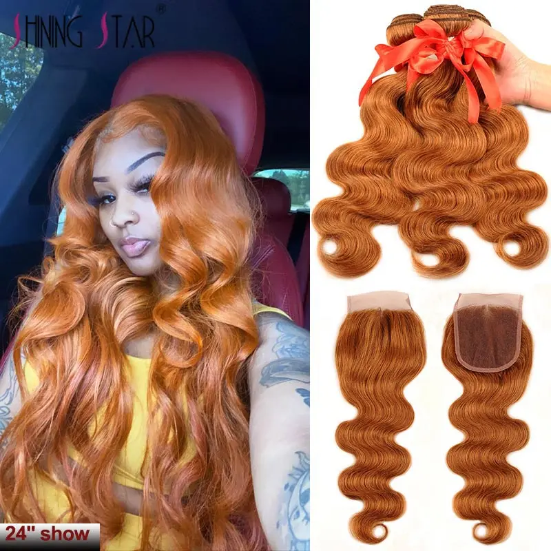 Перуанские волосы объемная волна 3 пряди с закрытием медовый блонд человеческие