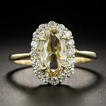 

FCGJHW Hot Fashion Luxury Ring Pear Shape 10 * 16MM Spinel Cubic Zirconia Gold Plated Ring Engagement Party Anniversary