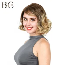 BCHR короткие кудрявые 13*4 синтетические парики на кружеве Омбре парик для женщин коричневый до блонд вечерние парики