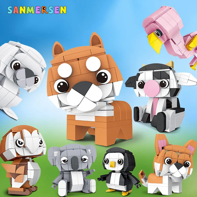 Деревянные игрушки-блоки креативные игрушки-животные детские пластиковые