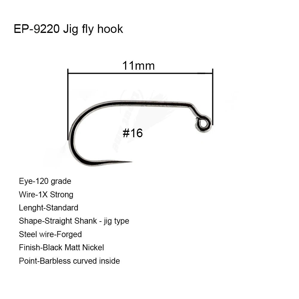 Eupheng Plus 25 шт. 50 шт. EP-9220 джиг Крючки соревнования нахлыстом рыболовные крючки Нимфы крючки джиг Муха Крючки черный никель отделка - Цвет: 9220S16Q50PCS