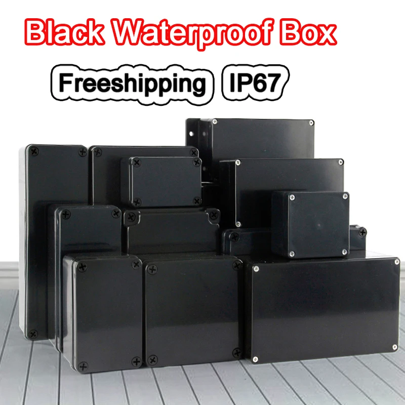 Plastic Electronic Project Box Case Instrument Plastic Metal Black