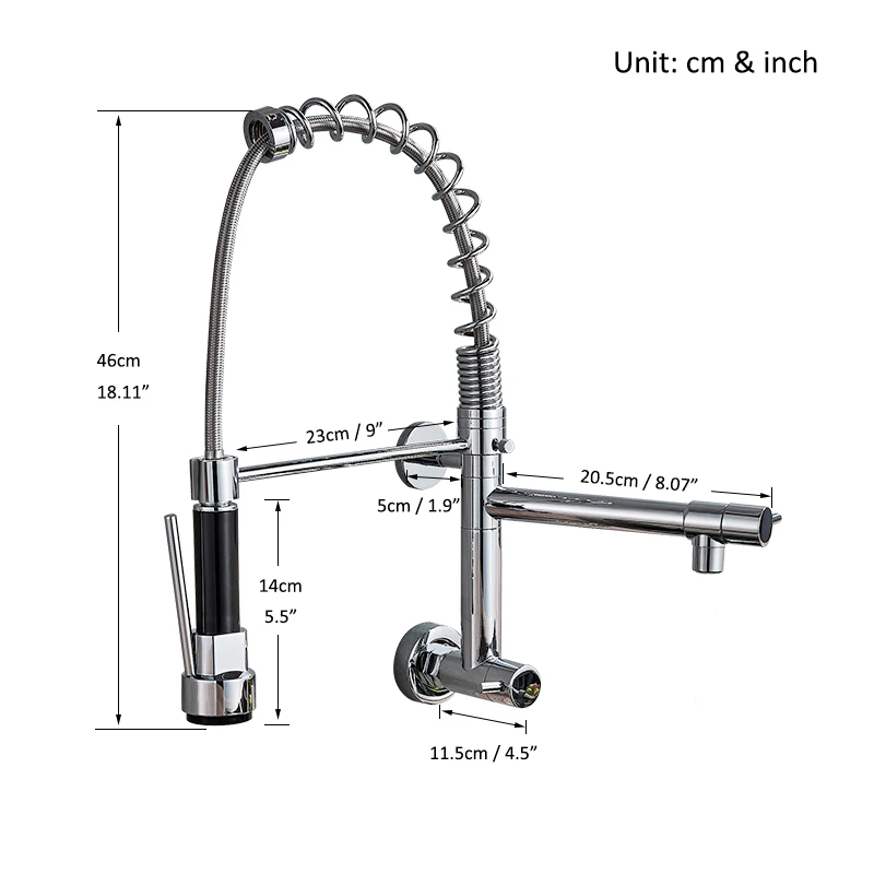 Wall Mounted Spring Kitchen Faucet Pull Down Sprayer Dual Spout Single Cold Water Mixer Sink Faucet 360 Rotation Kitchen Faucets Kitchen Faucets Aliexpress